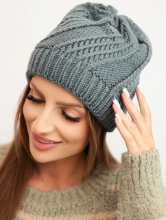 Dámská zimní čepice s vlnou grafitová