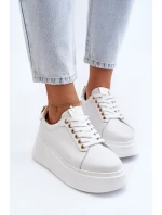 Dámské kožené tenisky na platformě CheBello 4367 bílé