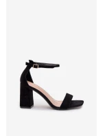 Dámské Sandály Na Podpatku Z Eko Semiše Černé Elirae