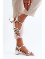 Dámské sandály na nízkém podpatku vyrobené z eko kůže Sergio Leone Silver Dámské sandály na nízkém podpatku vyrobené z eko kůže Sergio Leone Silver