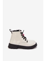 Zateplené dětské lakované botky s přívěskem „Miś“ – bílé Jovellea