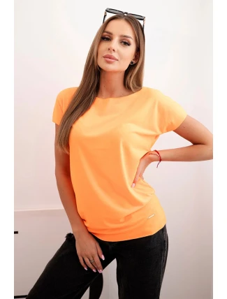 Dámská bavlněná basic blůza s krátkým rukávem neonově oranžová
