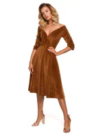 M645 Sametové zavinovací midi šaty - vínové