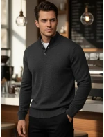 Pánský svetr se stojáčkem grafitový FashionStreet WX2355