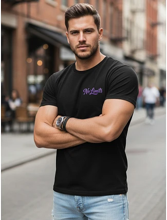 Pánské bavlněné tričko s potiskem No Limits casual black FashionStreet NX0134R Pánské bavlněné tričko s potiskem No Limits casual black FashionStreet NX0134R
