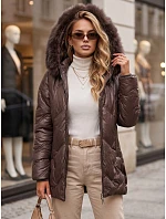 Dámská zimní bunda LOVEINSIDE, prošívaná s kožešinovým lemem, fialová, FashionStreet TY5814 Dámská zimní bunda LOVEINSIDE, prošívaná s kožešinovým lemem, fialová, FashionStreet TY5814