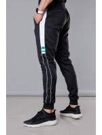 Černé pánské teplákové kalhoty s lampasy (8K161)