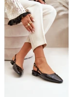 Lakované Baletky Na Nízkém Podpatku S Otevřenou Patou Černé Kairael