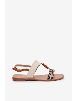Plné Dámské Sandály S Korálky Panterka Béžové Virona