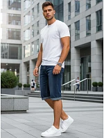 Pánské džínové šortky s elastickým pasem tmavě modré FashionStreet SX2613