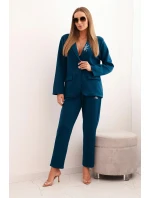 Dámská souprava s viskózou a ozdobami a elastickými kalhotami mořská Dámská souprava s viskózou a ozdobami a elastickými kalhotami mořská