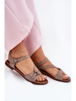 Zazoo 40182 Kožené Dámské Sandály Tmavě Béžové