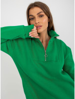 Zelené mikinové basic šaty se zipem
