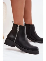 Dámské nízké kotníkové boty Vionna se zirkony – černé