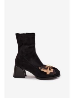 Dámské kotníkové boty s mašlí D&A – černé