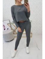 Souprava s oversize halenkou v grafitové barvě Souprava s oversize halenkou v grafitové barvě