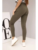 Dámské tepláky s elastickým pasem a šňůrkou khaki