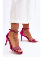 Dámské sandály na vysokém podpatku s kamínky Fuchsie Perfecto Dámské sandály na vysokém podpatku s kamínky Fuchsie Perfecto