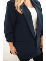 Dámská elegantní plus size blazer modrá