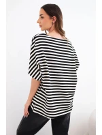 Dámská bavlněná pruhovaná halenka s krátkým rukávem námořnická