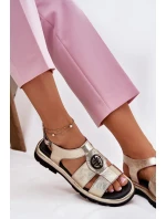 Kožené dámské sandály lakované s ozdobným detailem Artiker 56C0691 černé