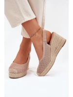 Dámské sandály na klínu s pletením růžové Tulliata