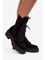 Dámské workery z přírodní semišové kůže vyhřívané Zazoo 4213 Černé