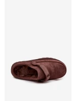 Dámské teplé pantofle s kožešinou na platformě čokoládové Azida