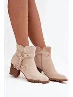 Dámské boty na podpatku s třásněmi Rosabella – světle béžové