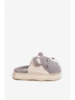 Dámské chlupaté papuče s motivem medvídka – šedé Galine