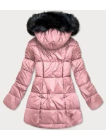 Růžová asymetrická dámská zimní bunda (8953-r)