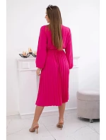 Šaty se svázaným plisovaným lemem fuchsie