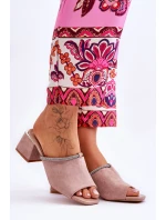 Semišové pantofle na vysokém podpatku S.Barski KV-612-2 Béžove Semišové pantofle na vysokém podpatku S.Barski KV-612-2 Béžove