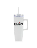 POHODINDA - bílá cestovní termoska s průhledným víčkem 900 ml
