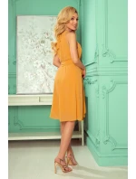 350-3 ALIZEE - šifonové šaty s vázáním - barva HONEY