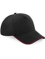 Beechfield B 25C 5 panelová kšiltovka "Authentic Piped Peak" 53.025C black/classic red
