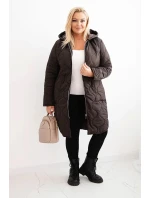 Dámská zimní bunda Plus Size prošívaná s kapucí červená