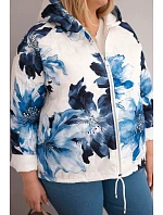 Dámská jarní bunda Plus Size s květinovým vzorem granátová