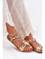 Dámské Ploché Sandály S Pletenými Pásky A Ozdobou Artiker 56C1316 Zlaté