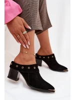 Semišové dámské kožené boty na podpatku D&A CR61-3059 Černé