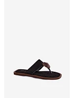 Dámské ploché žabky Černé Eko semiš Selvessa