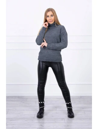 Svetr s rolákem S2020-16 tmavě šedý - Kesi Svetr s rolákem S2020-16 tmavě šedý - Kesi