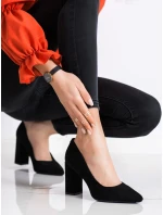 Klasické  lodičky dámské černé na širokém podpatku