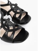 Praktické černé sandály dámské Obcas Praktické černé sandály dámské Obcas