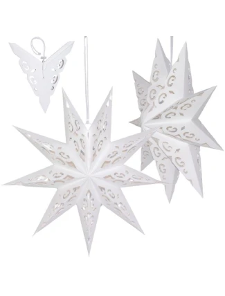 PAPÍROVÁ DEKORACE HVĚZDA 45CM 9 RAMEN BÍLÁ