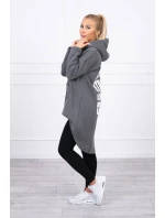 Zateplená mikina s dlouhými zády a kapucí v grafitové barvě