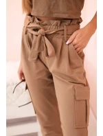 Dámské cargo kalhoty s vysokým pasem velbloud Dámské cargo kalhoty s vysokým pasem velbloud