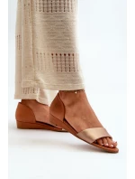 Kožené Sandály Maciejka 1971-68 Hnědo-Zlaté