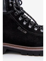 Semišové Zateplené Boty Třpytky Pánské Big Star OO174643 Černé