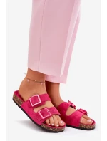Dámské sandály s průhlednými prvky na korkové podrážce fuchsie Sercele